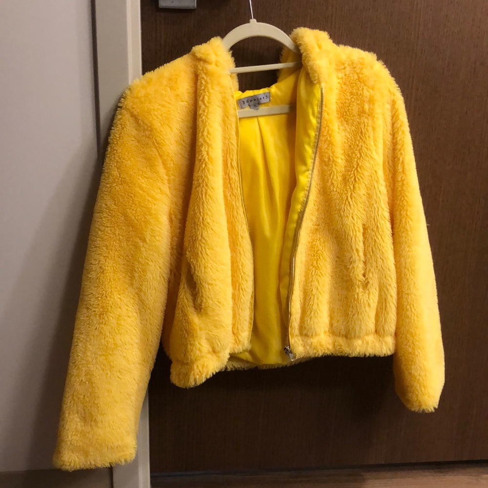 YELLOW FUZZY JACKET cropped